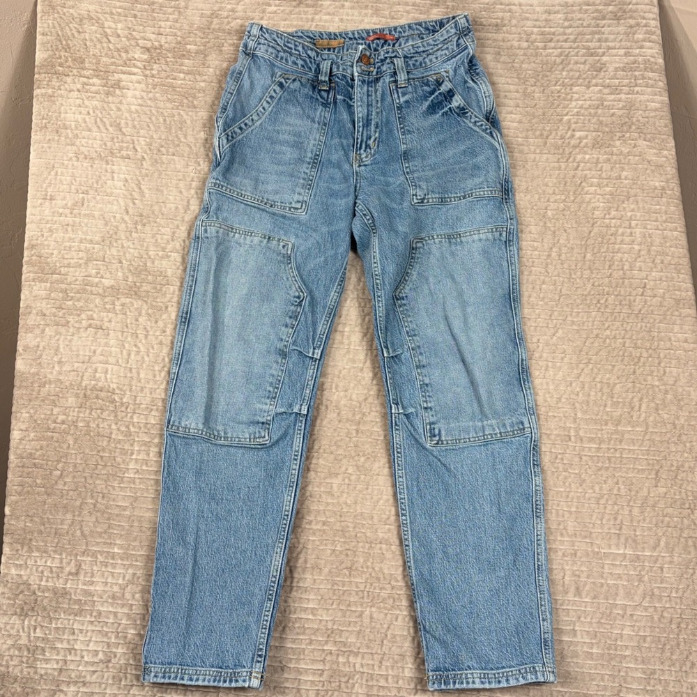 Pilcro The Wanderer Double Knee Utility Jeans Light Wash Blue Size 28